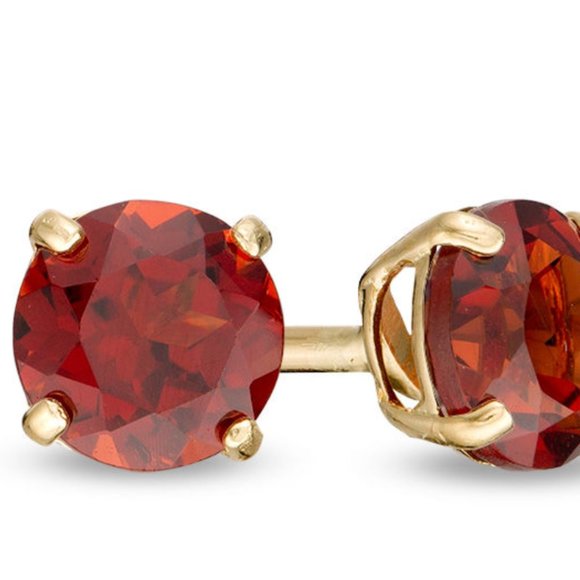 Garnet Solitaire Stud Earrings - Picture 4 of 6